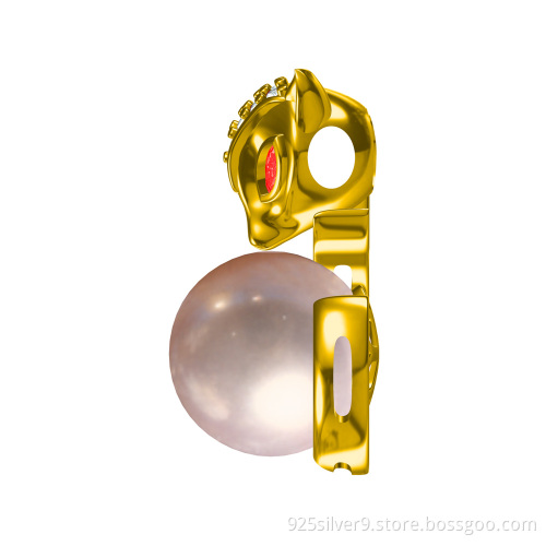 Wholesale Customized colour 925 sterling silver necklace pendant fox design with fresh water pearl&CZ stones